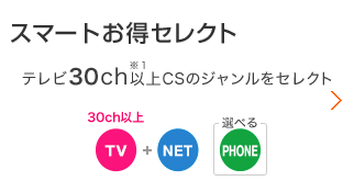 スマートお得セレクト テレビ30ch以上CSのジャンルをセレクト
