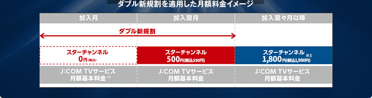 ダブル新規割を適用した月額料金イメージ