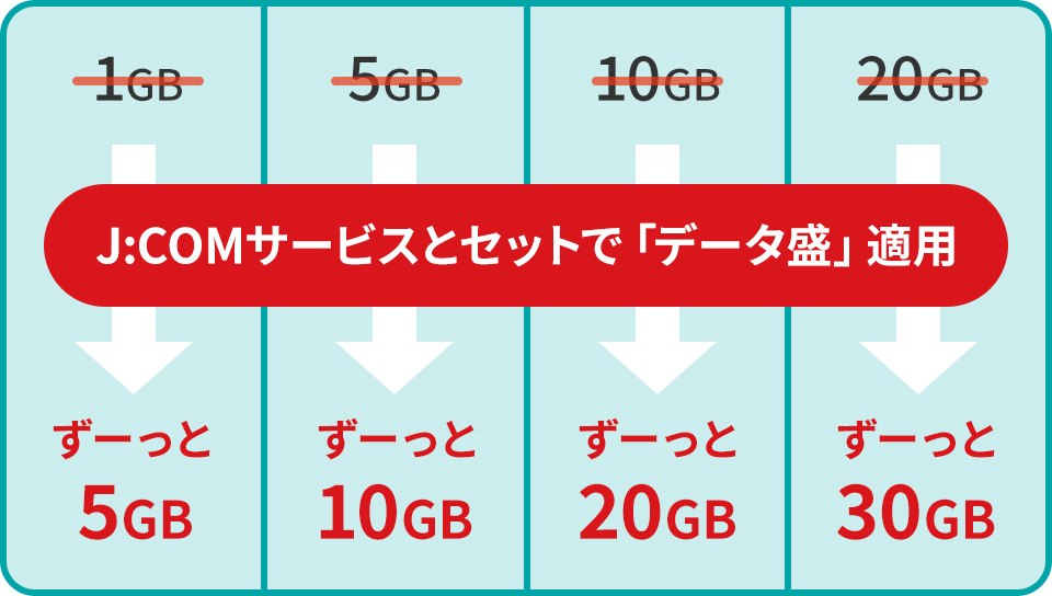 J:COMサービスとセットで「データ盛」適用