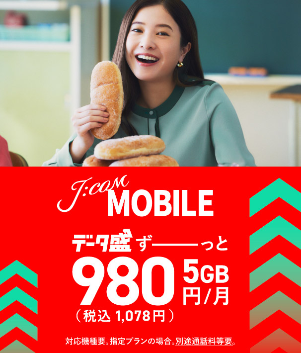 J:COM MOBILE データ盛 ずーっと5GB 980円