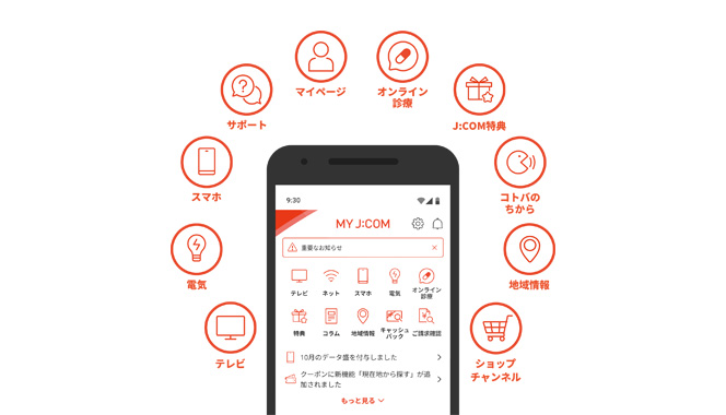 MY J:COMアプリの画面イメージ