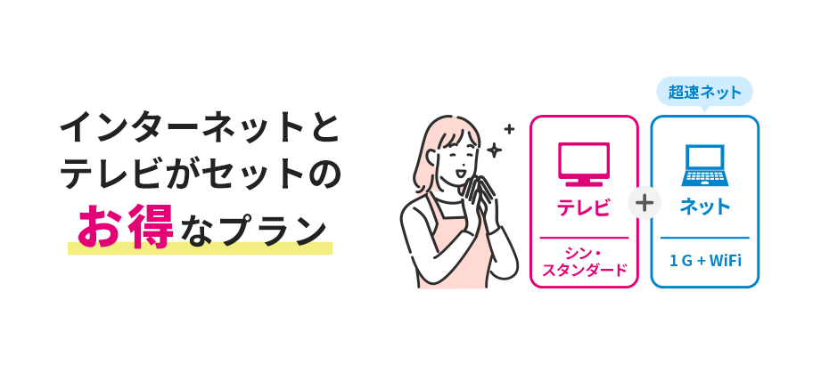 インターネットとテレビがセットのお得なプラン テレビ(シン・スタンダード)+ネット(1G+WiFi)
