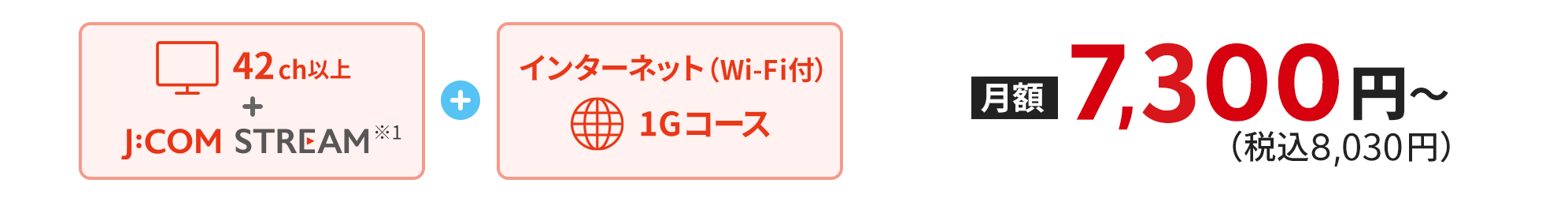 インターネット（Wi-Fi付）320Mコース+専門チャンネル90ch以上 セットで！月額7,980円（税込8,778円）