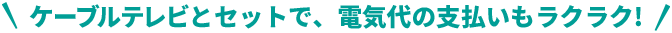 ケーブルテレビとセットで、電気代の支払いもラクラク！