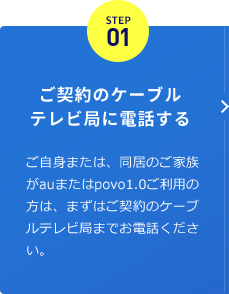 STEP01 ご契約のケーブルテレビ局に電話する