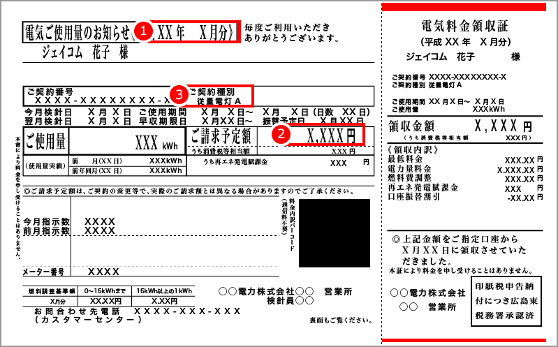 中国電力検針票