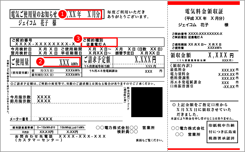 中国電力検針票