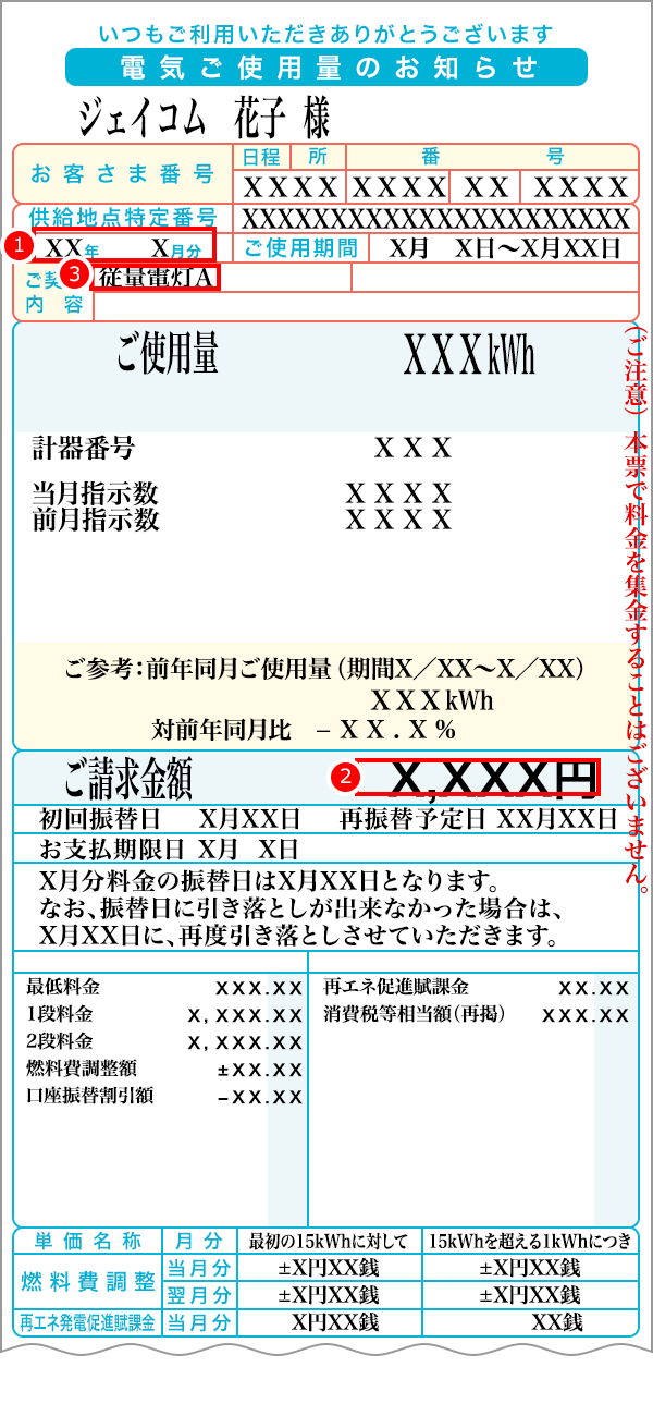 関西電力検針票