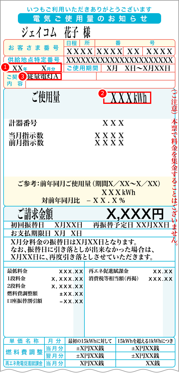 関西電力検針票