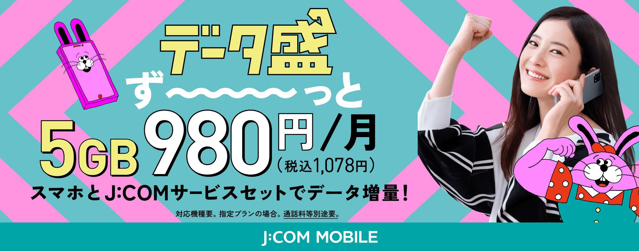 データ盛 5GB ずーっと980円 スマホとJCOMサービスセットでデータ増量