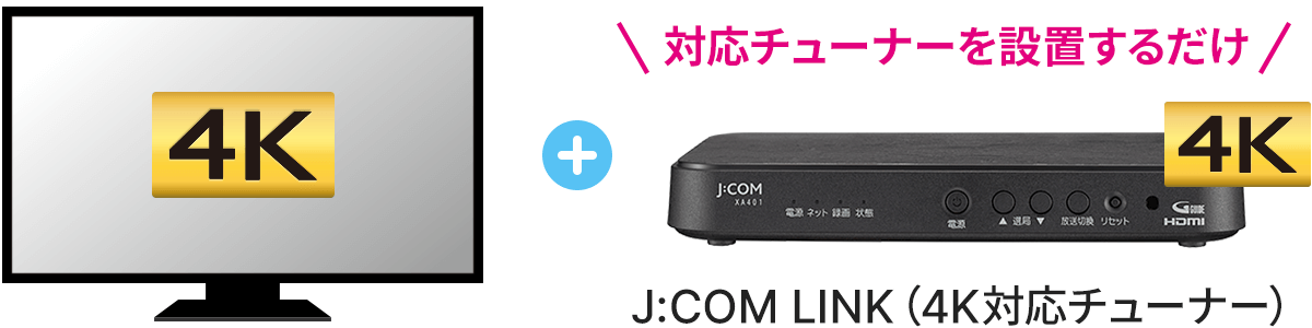 4K TV + J:COM LINK（4K 兼容调谐器）