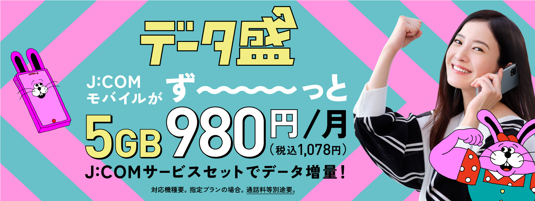 データ盛 5GB ずーっと980円 スマホとJCOMサービスセットでデータ増量