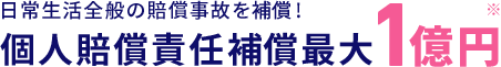 日常生活全般の賠償事故を補償！個人賠償責任補償最大1億円※