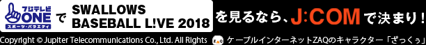  「ヤクルト戦」をみるならJ:COMで決まり！